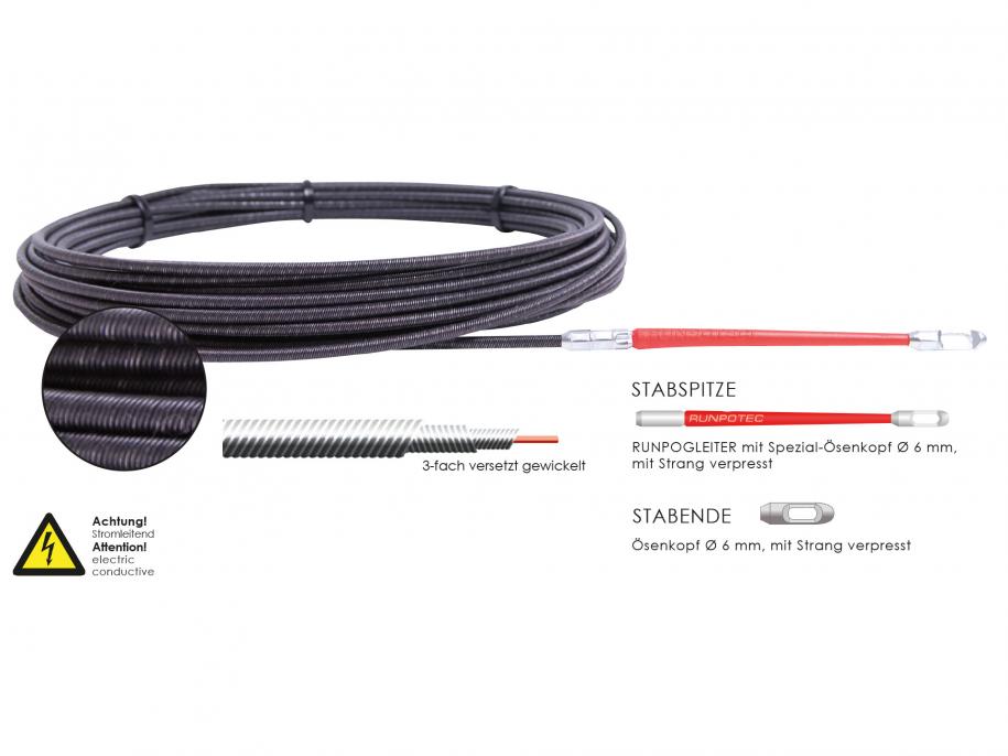 RUNPOTEC 30025 Metallspirale RUNPOGLEITER Spirale MET, Ø 4mm, 50m